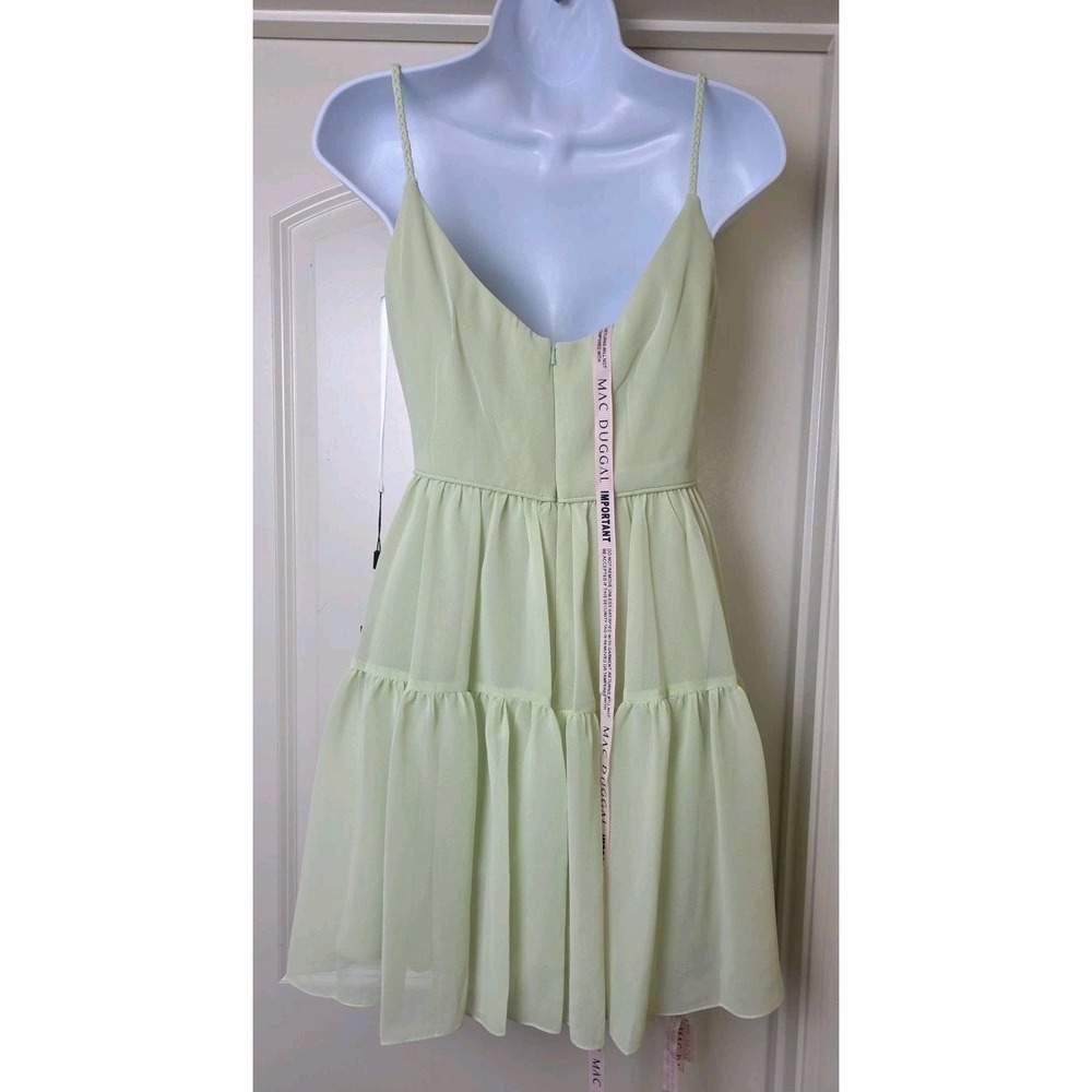 Mac Duggal Chiffon Braided Strap Tiered Formal Mini Dress Mint Green Size 2 NWT‎ - Picture 6 of 14